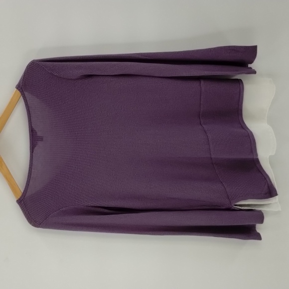 Simply Vera Vera Wang faux double blouse size small purple w white long sleeve - Picture 8 of 8